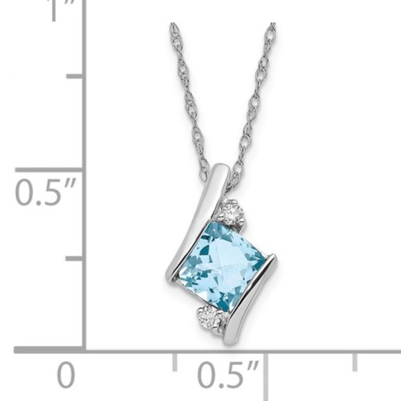 Sterling Silver Gemstone & Diamond Charm Pendant Necklace Square Checkerboard - Picture 3 of 16